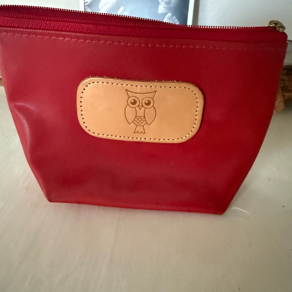 Jon Hart Design Red Cosmetic Bag with Owl Patch